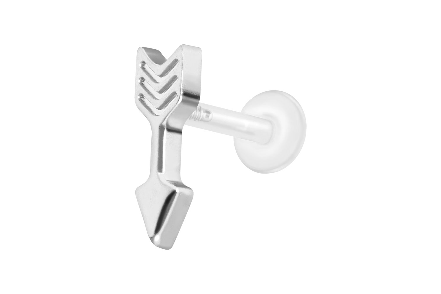 PTFE Labret Piercing mit Innengewinde + Titan-Aufsatz PFEIL